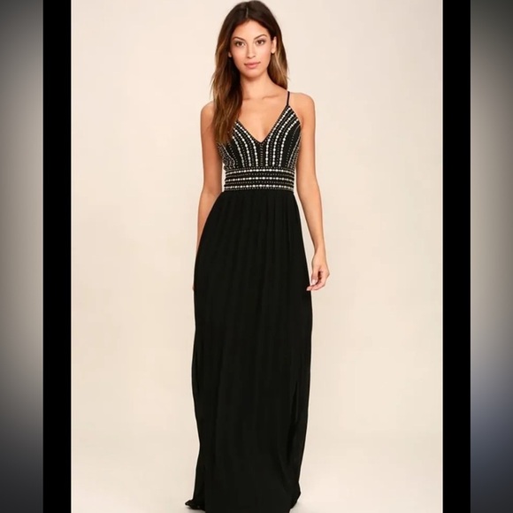 Lulus Dresses & Skirts - Lulus Gala Black Beaded Evening Dress